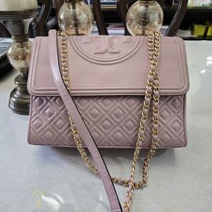 Tory Burch Light Pink Quilted Shoulder Bag